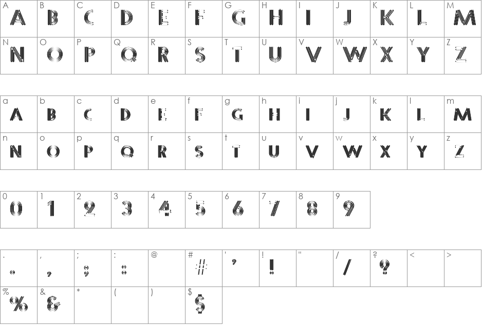Namitha Cool font character map preview