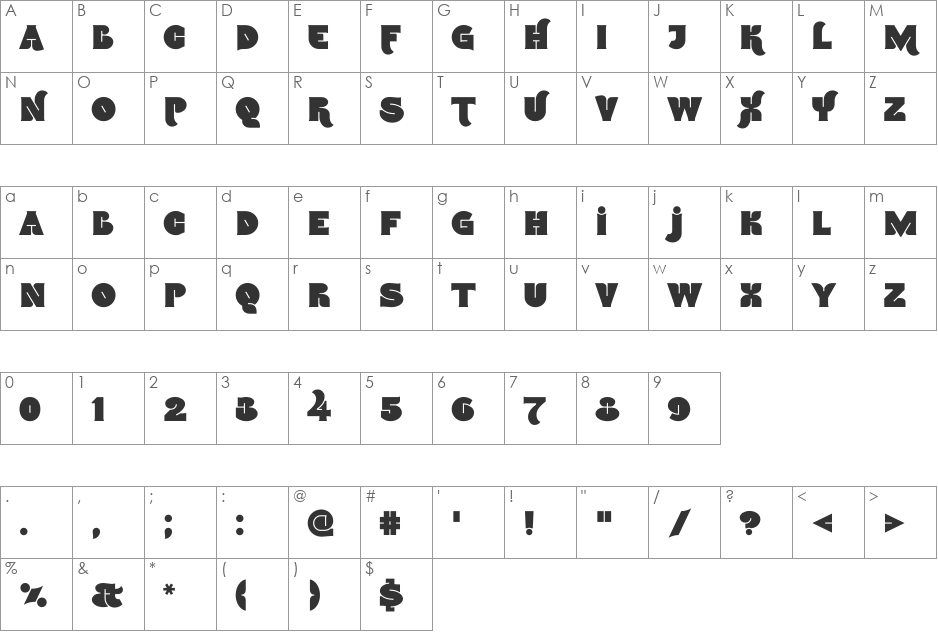 Namskin font character map preview