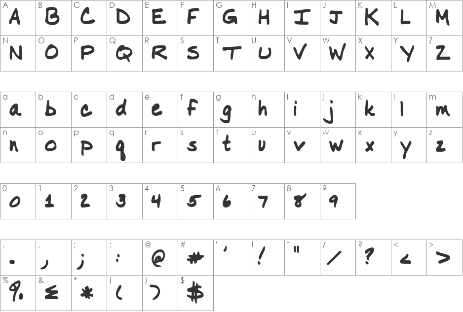 Nancy YOFF font character map preview