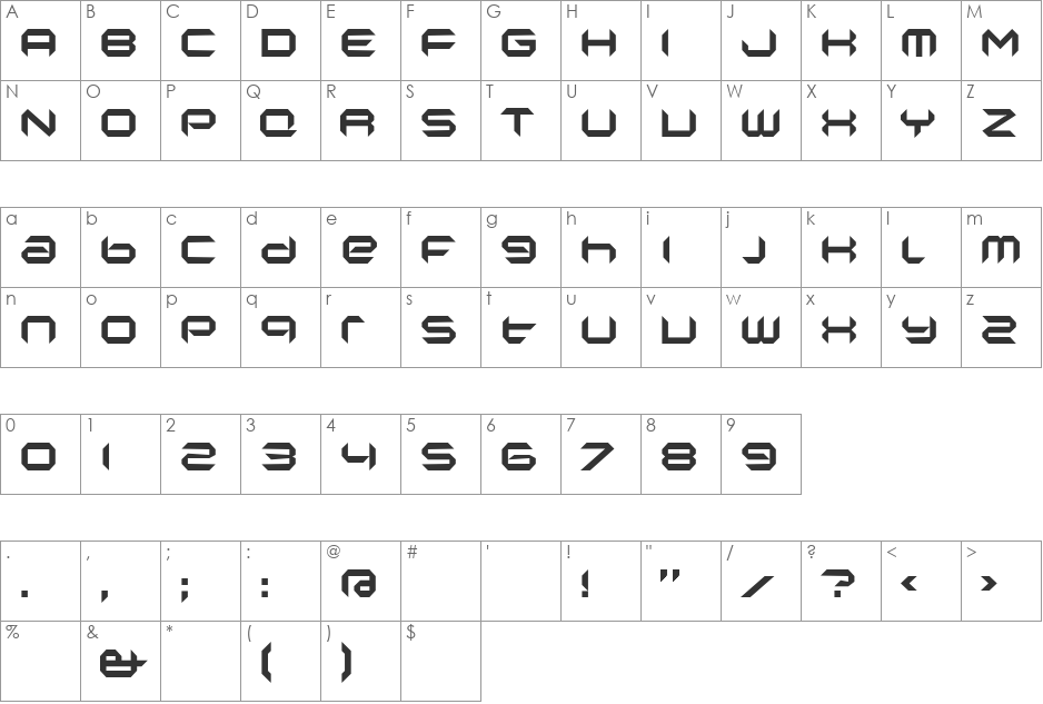 Nano font character map preview