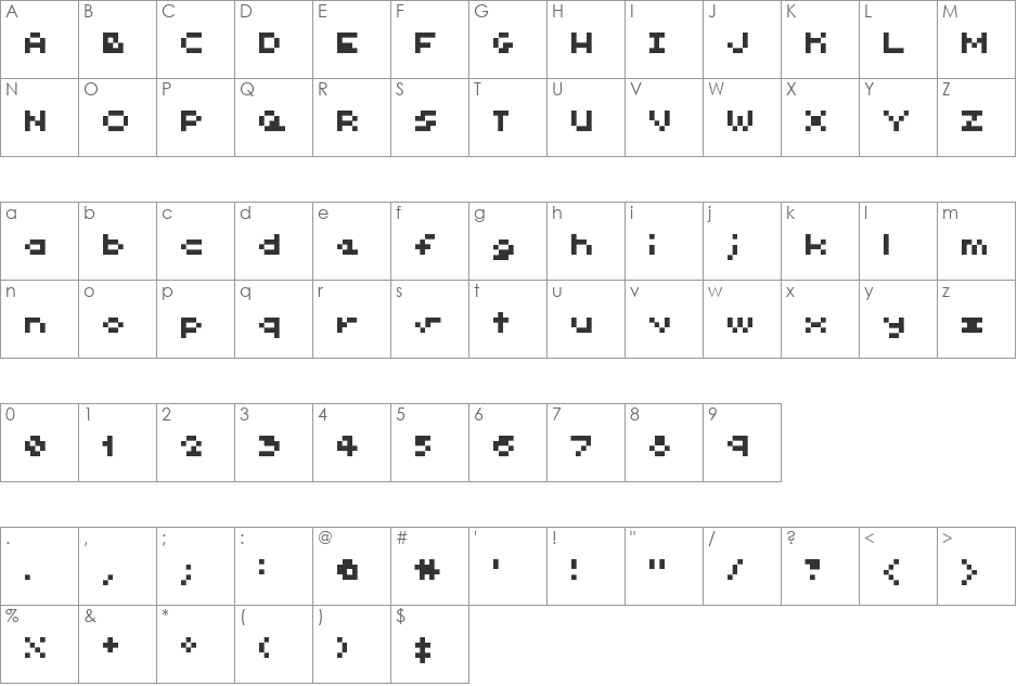 Nano-Bit font character map preview