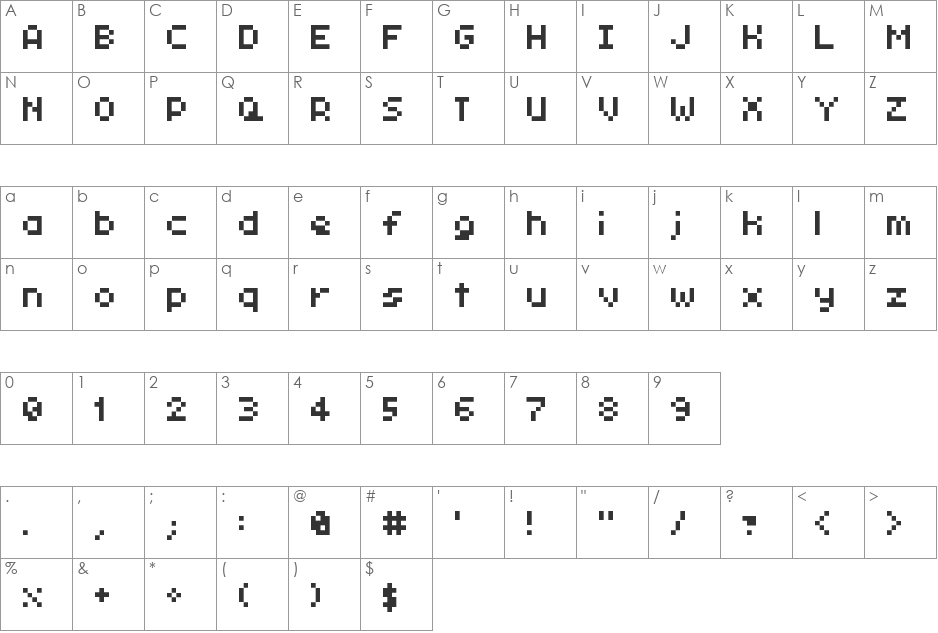 Nano-Byte font character map preview