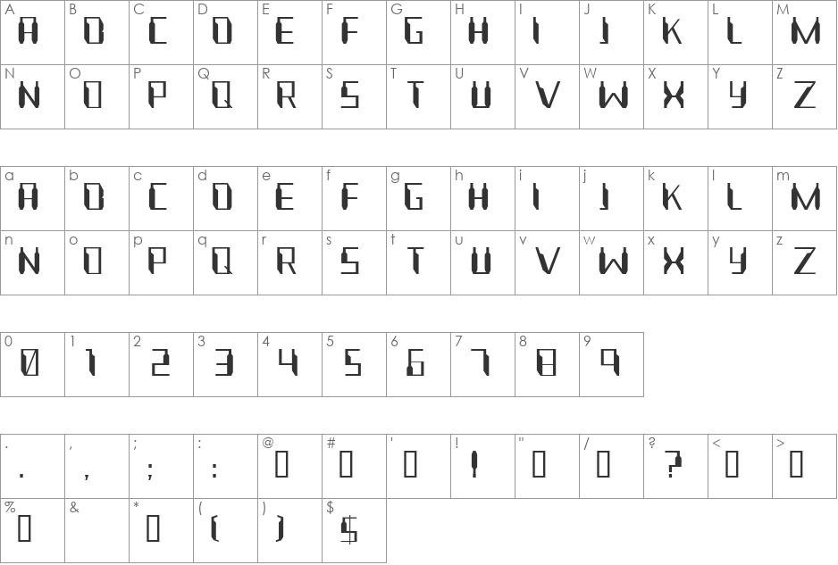Nanonaut font character map preview