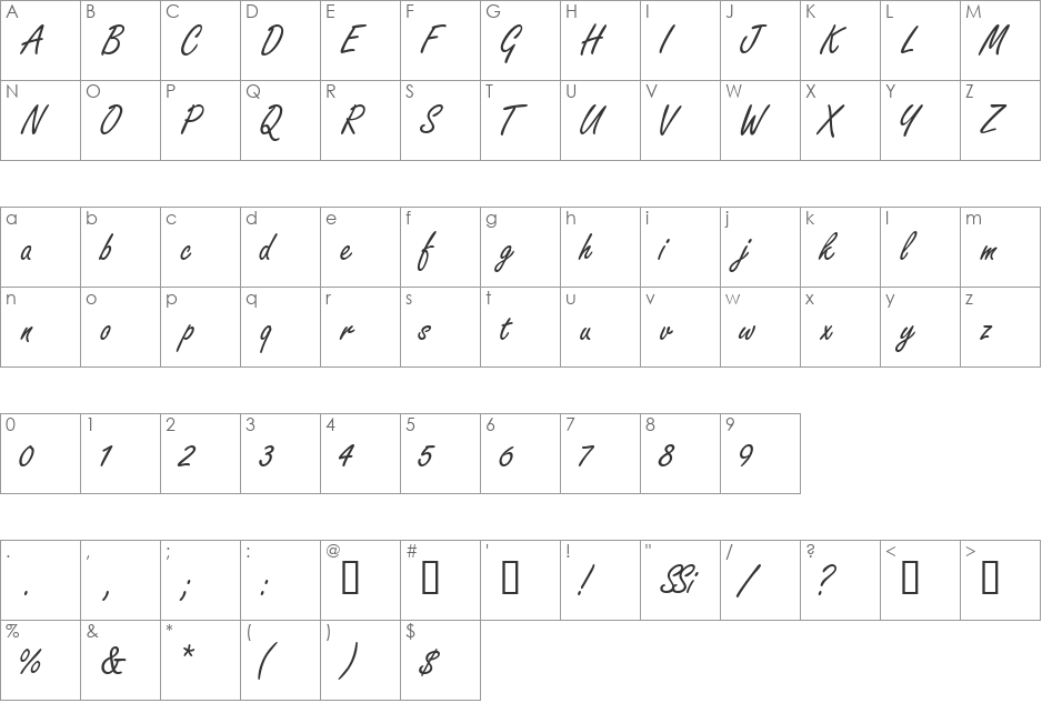 NanoScriptSSi font character map preview