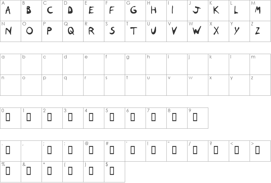 Nas Coxas font character map preview