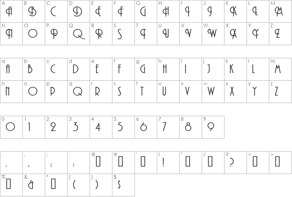 a_ConceptoTitulNrCmGr font character map preview