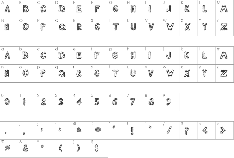 Nash font character map preview