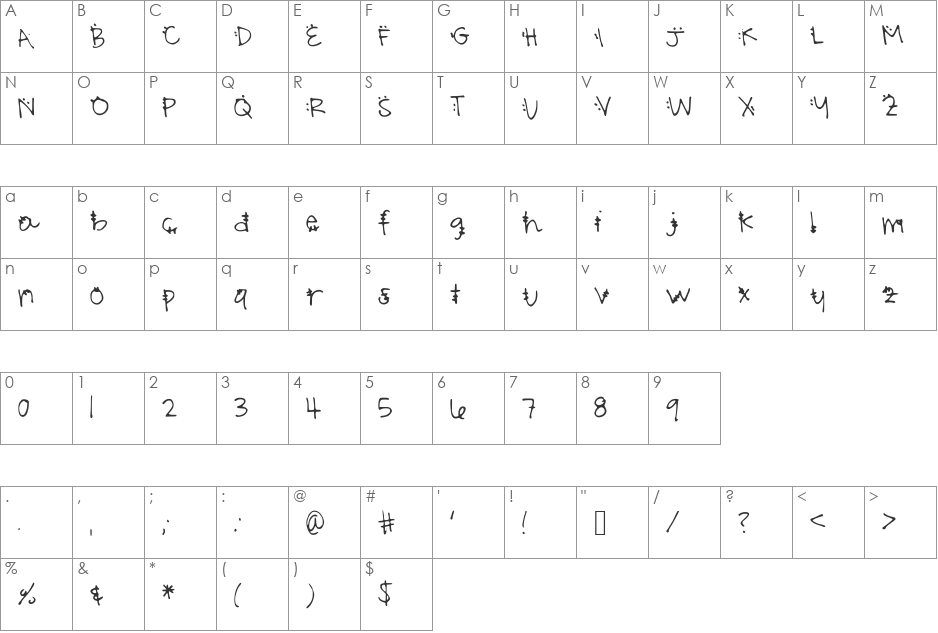 NatalisNonsense font character map preview