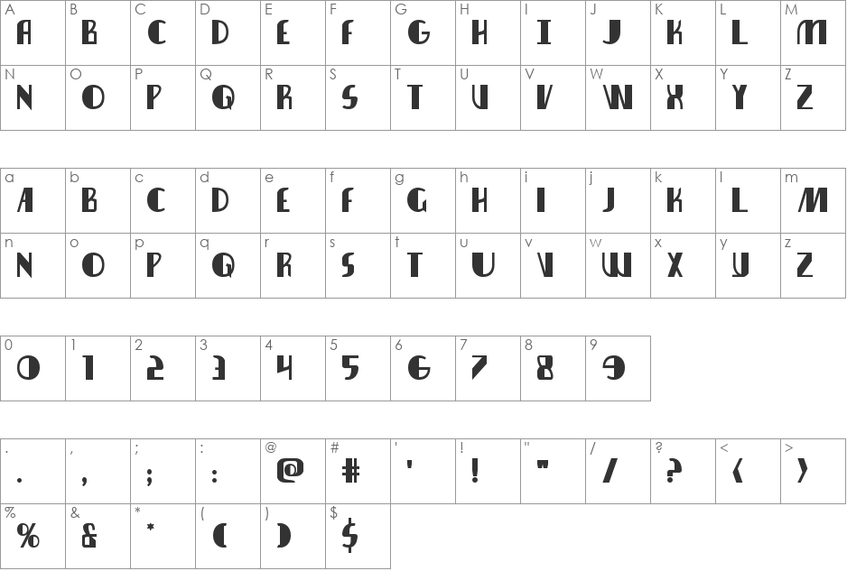 Nathan Brazil Bold font character map preview