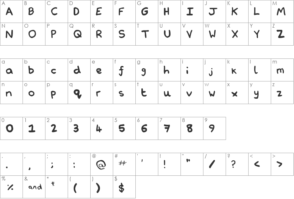 Nathan's Notations font character map preview