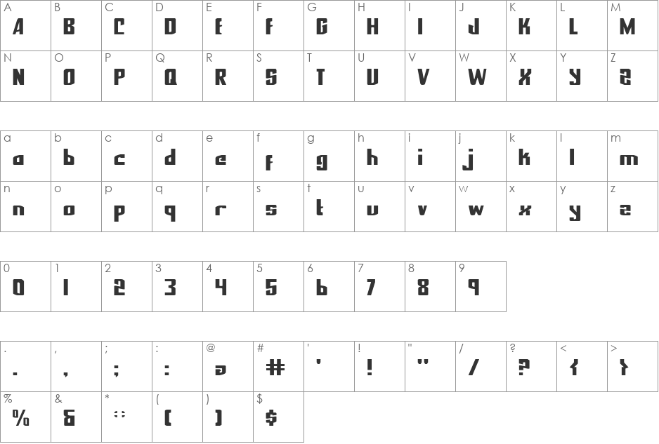National Express font character map preview
