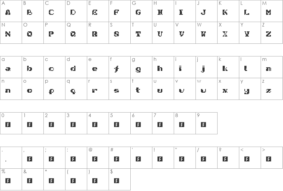 Nativa font character map preview