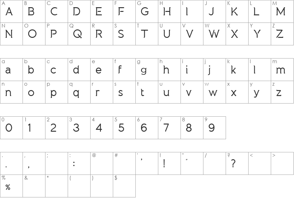 Natura Play font character map preview
