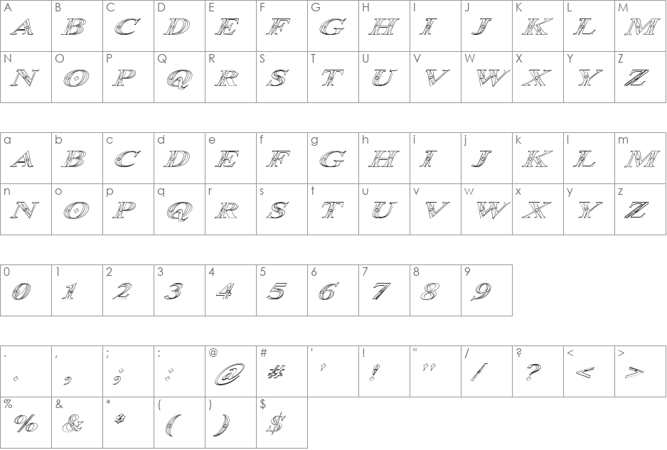 Natural Tips font character map preview