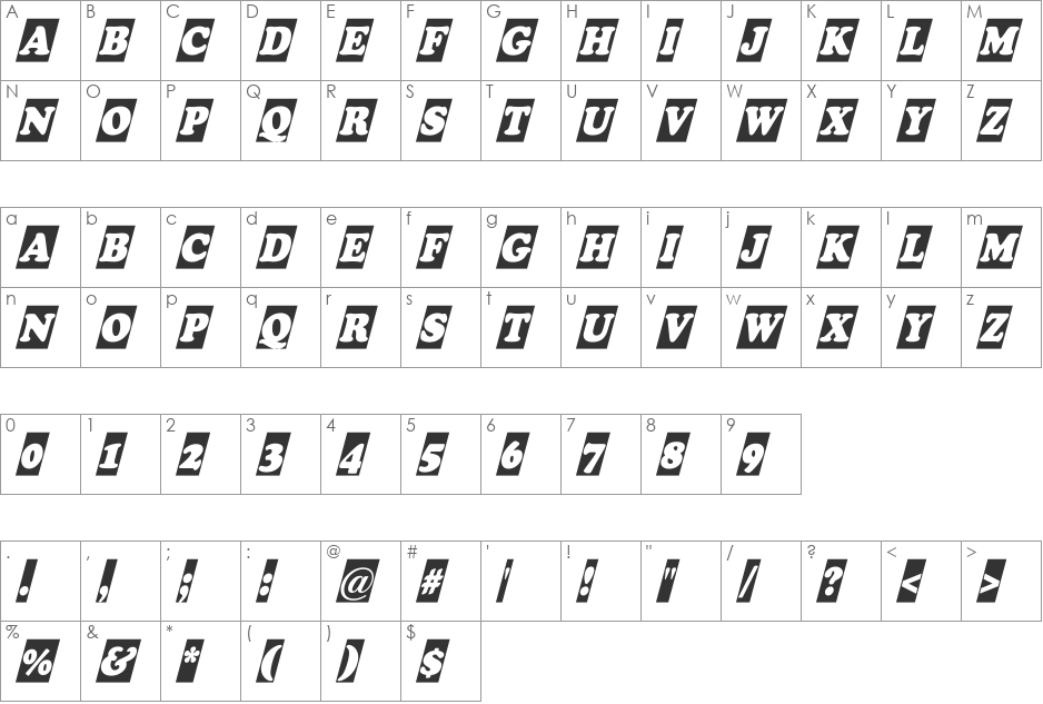 a_CooperBlackCmObl font character map preview