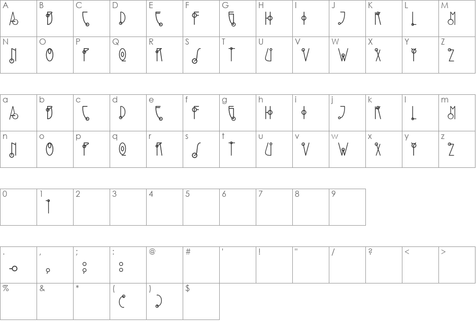 Nautron font character map preview