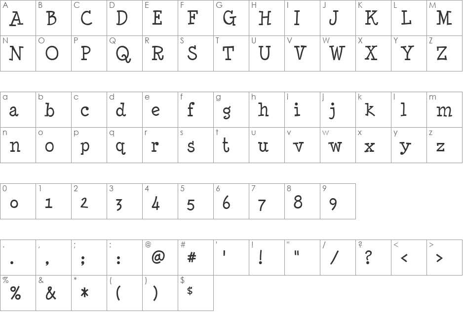 Navathle Lity font character map preview