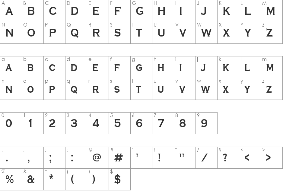 a_CopperGothCaps font character map preview