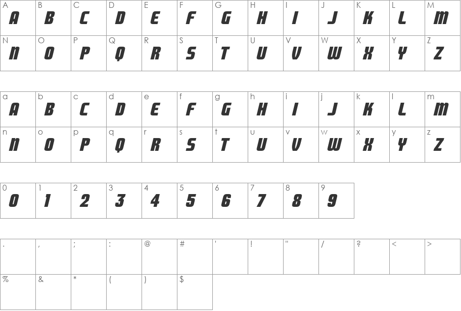 NCAA New Mexico Lobos font character map preview