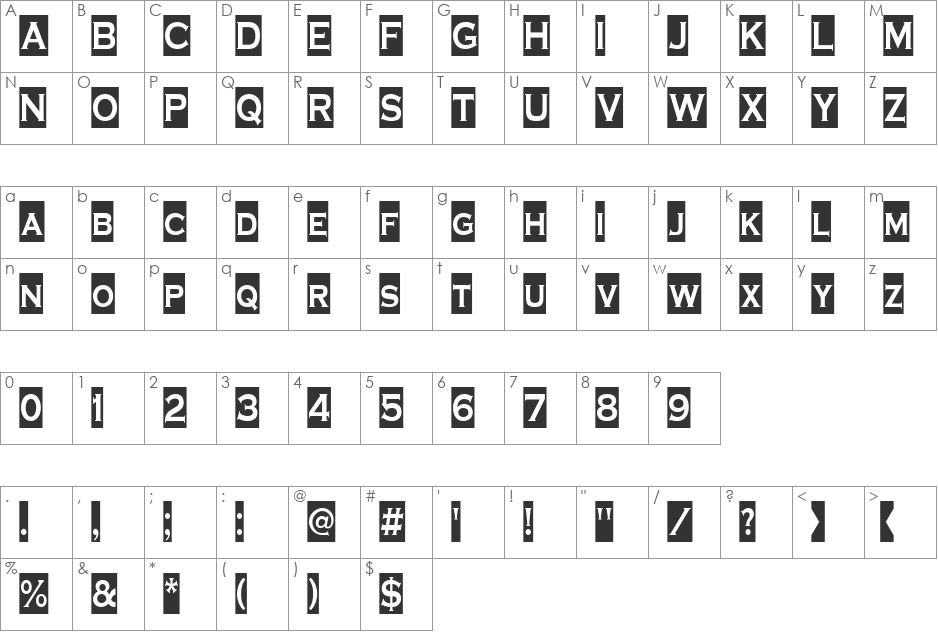 a_CopperGothCm font character map preview