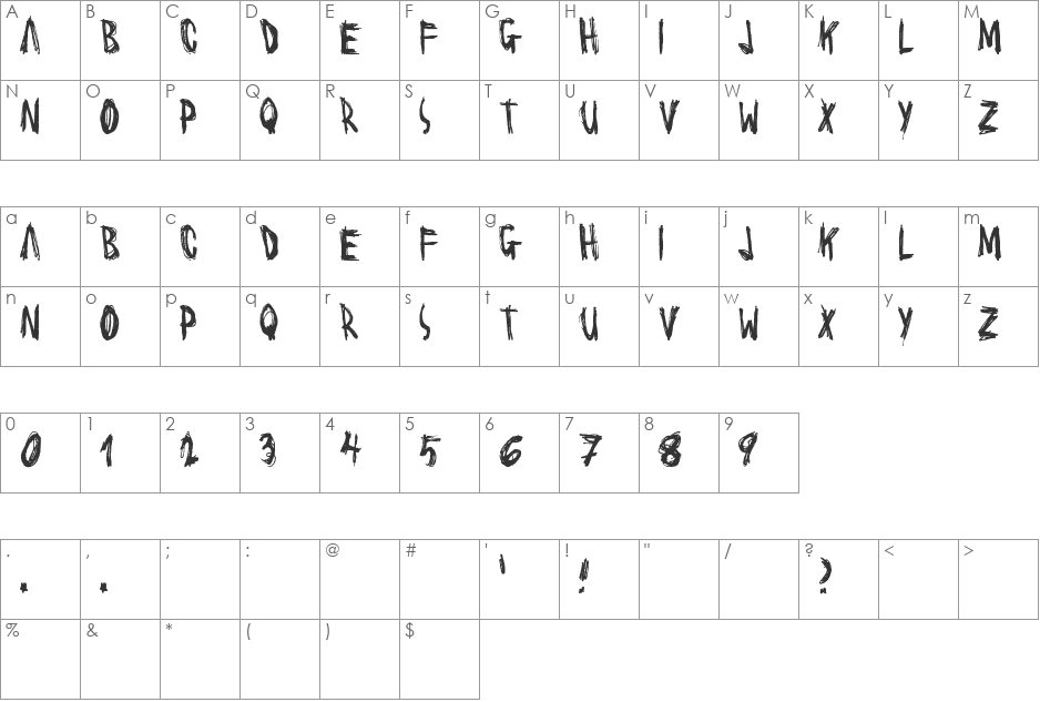 Ne font character map preview