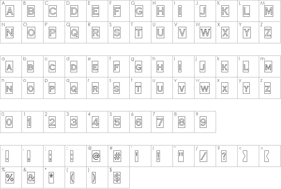 a_CopperGothCmOtl font character map preview