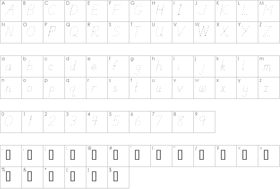 NealFont font character map preview