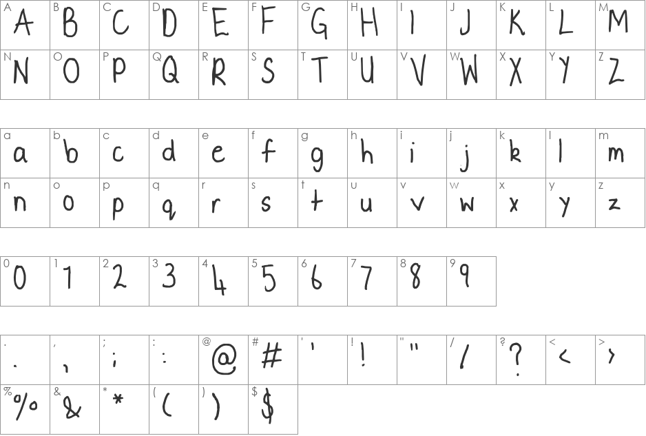 Neat Print font character map preview