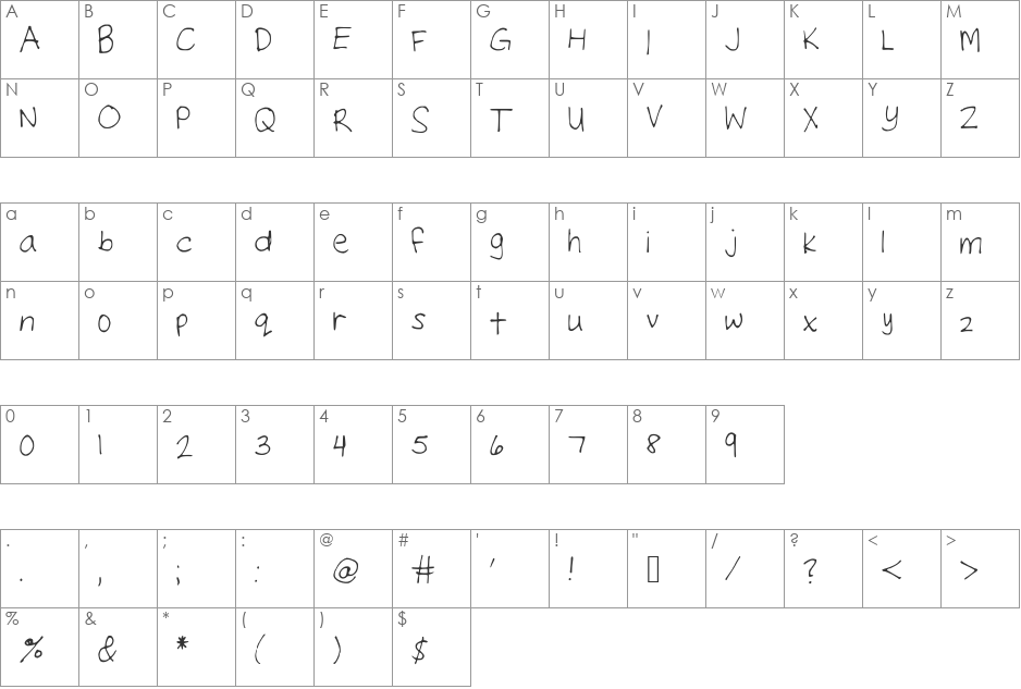 Neatte font character map preview