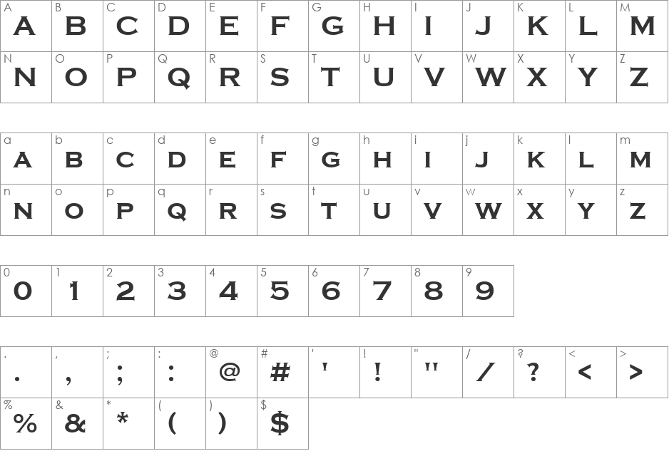 a_CopperGothCpsExp font character map preview