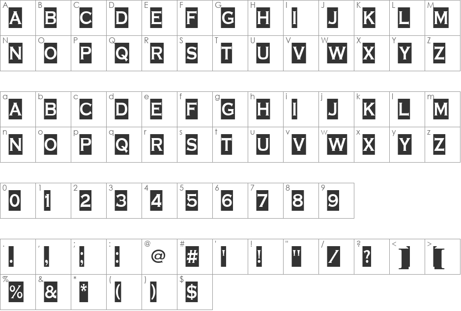 a_CopperGothSl font character map preview