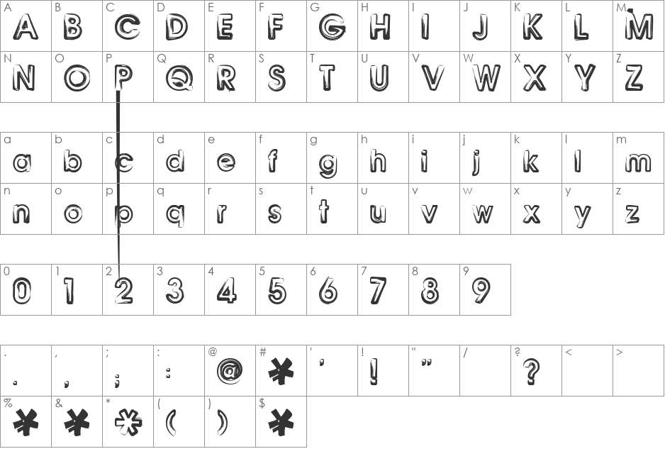 Nediya Sprint font character map preview