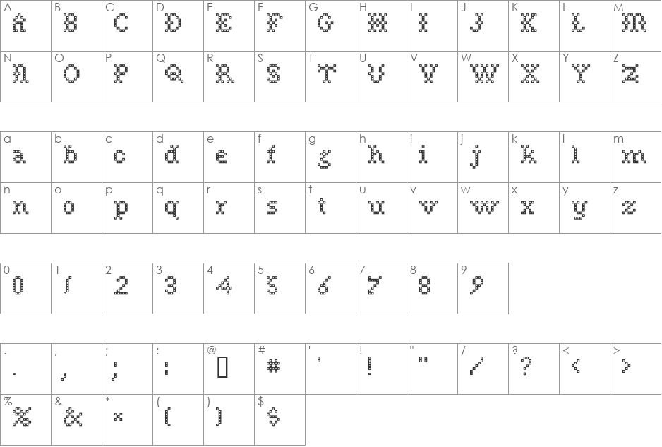 Needle font character map preview