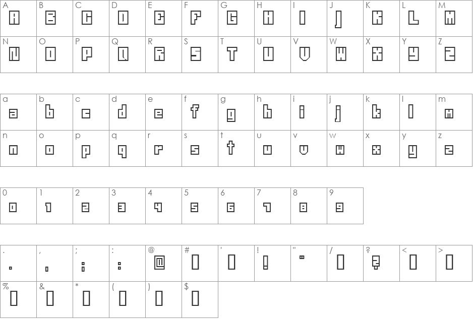 Neistil font character map preview