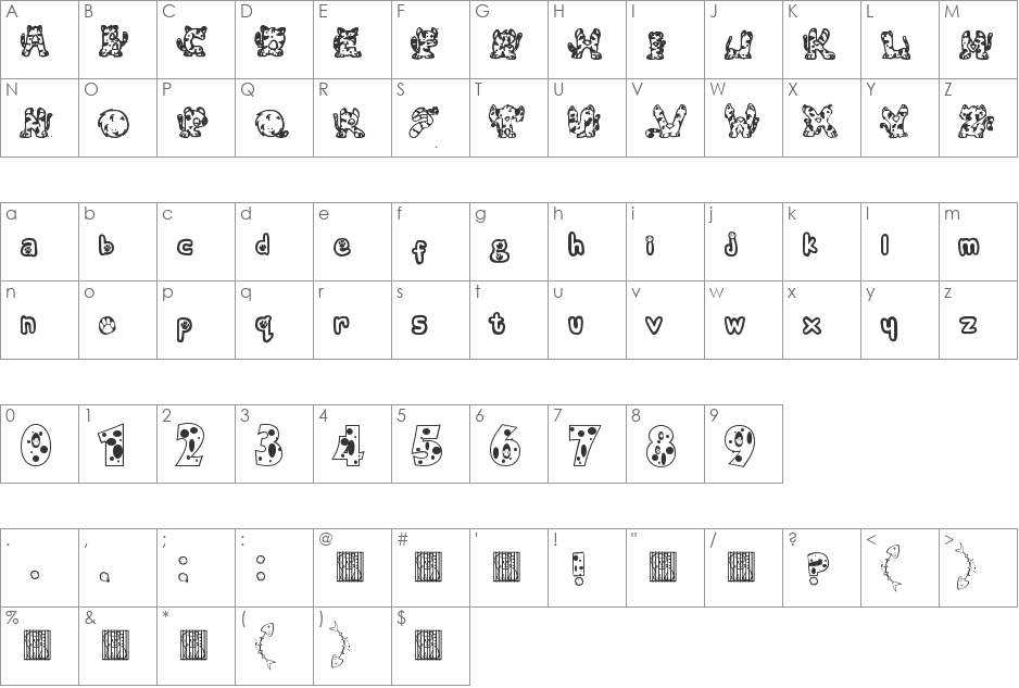 Neko! Neko! ( font character map preview