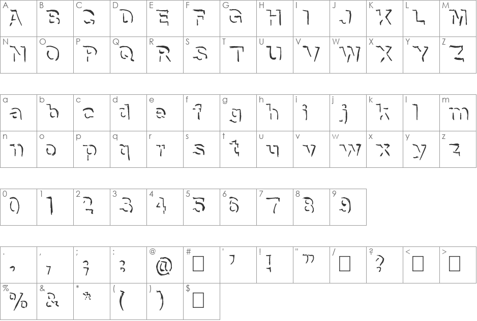 NeNe_WeNo Shadow HandWrite font character map preview