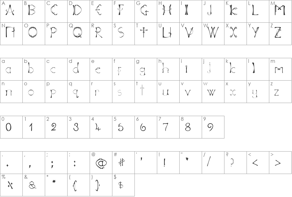 neo folk gothic modern font character map preview