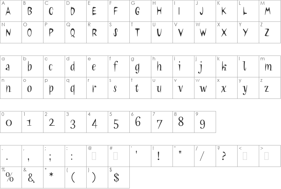 Neo Neo font character map preview