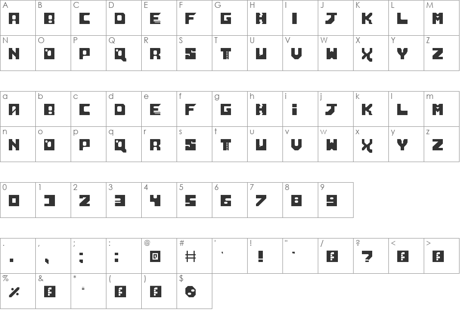 Neo Sci-Fi font character map preview