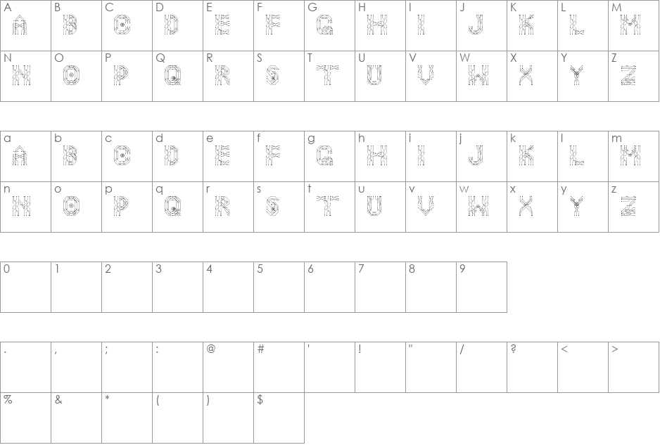NEODRIVE font character map preview