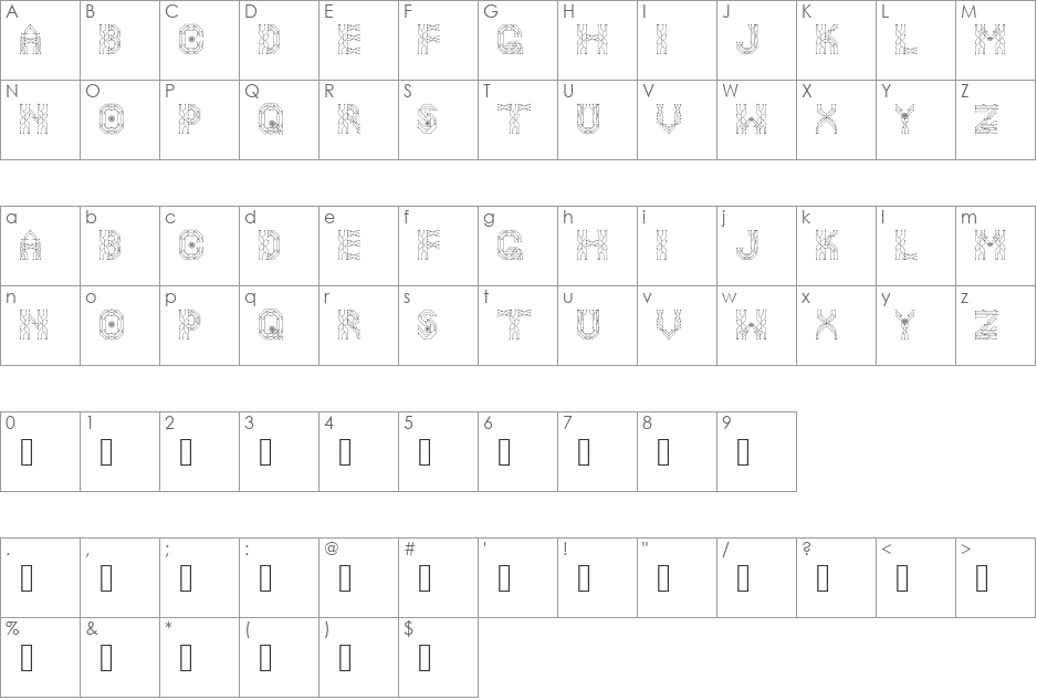 NEODRIVE font character map preview