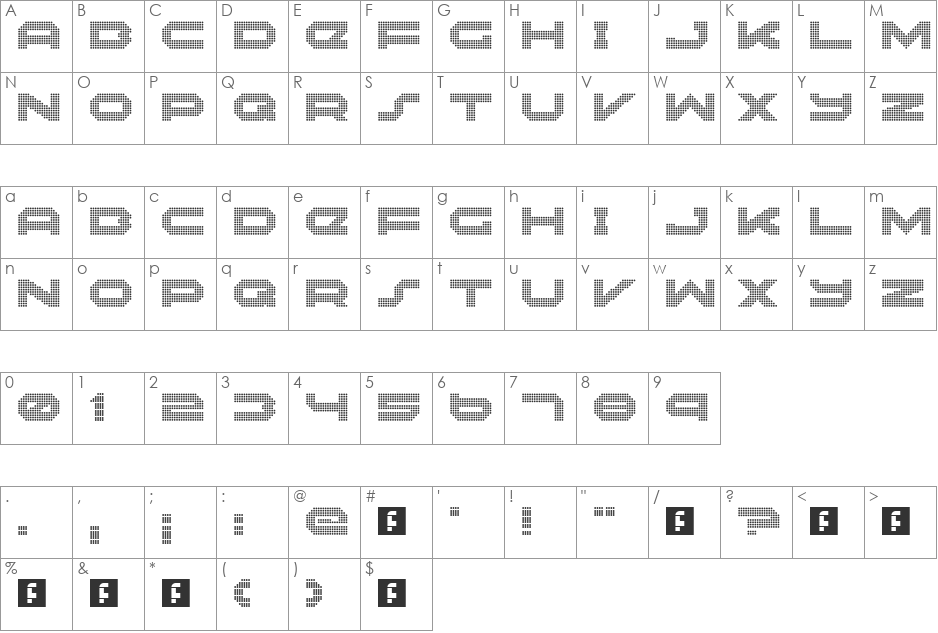 Neonize font character map preview