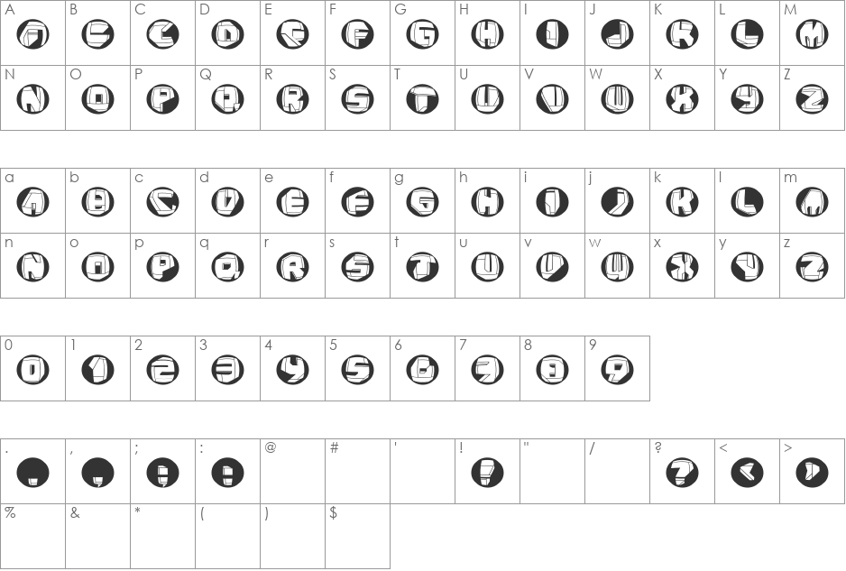NeoPanButtons font character map preview