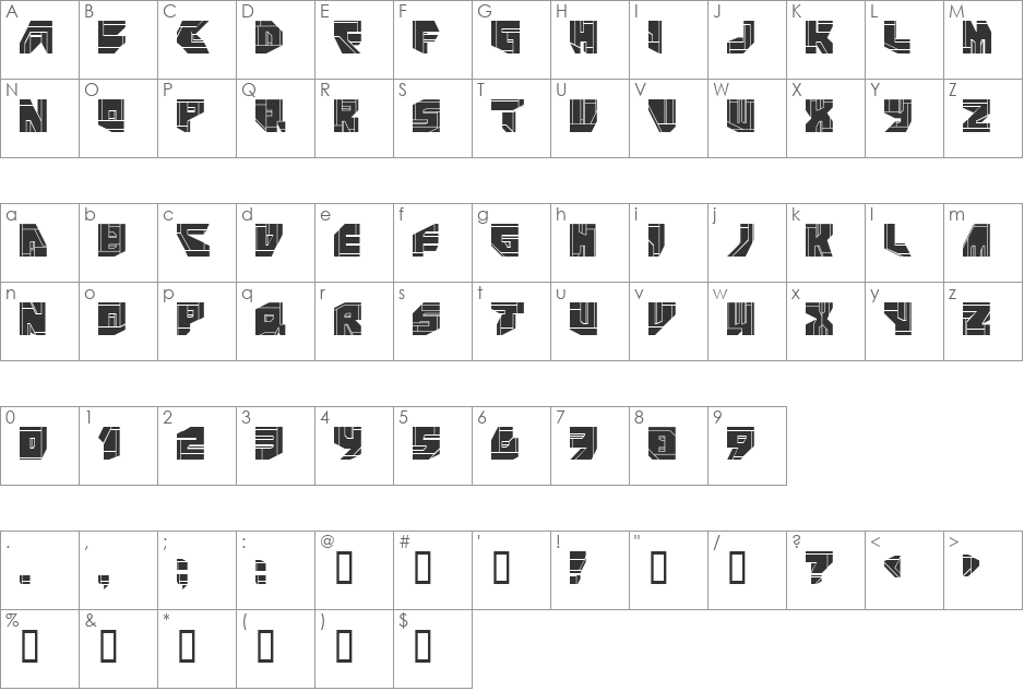 NeoPanSquares font character map preview