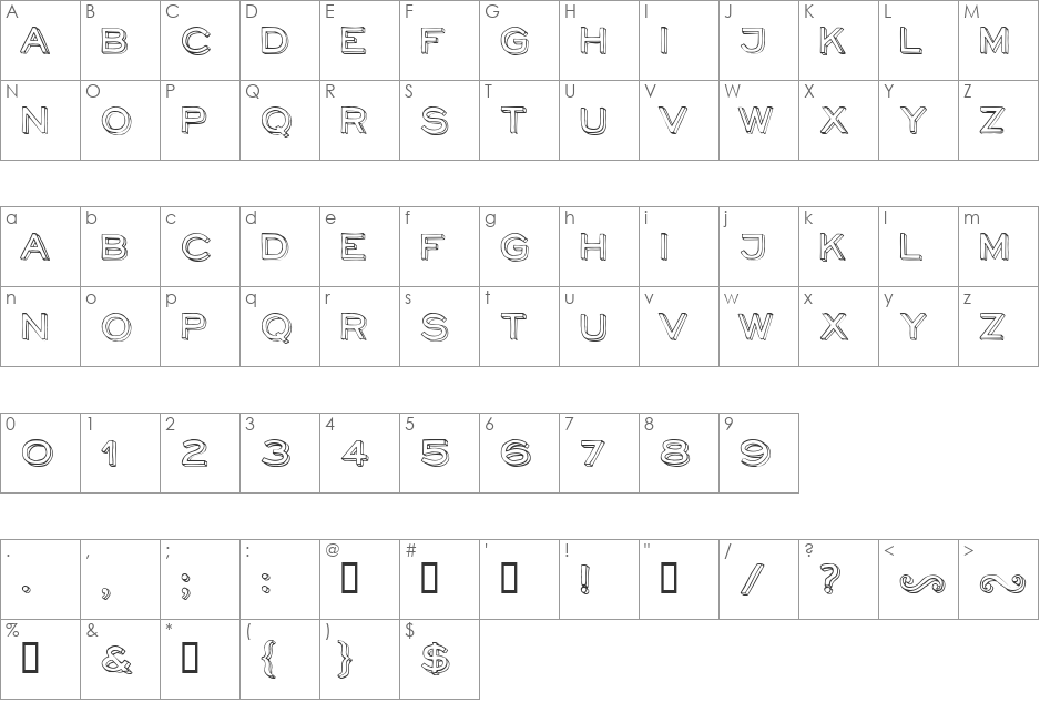 NeoRetroDraw font character map preview