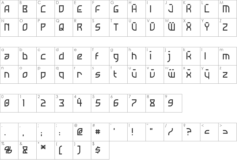 Neostar font character map preview