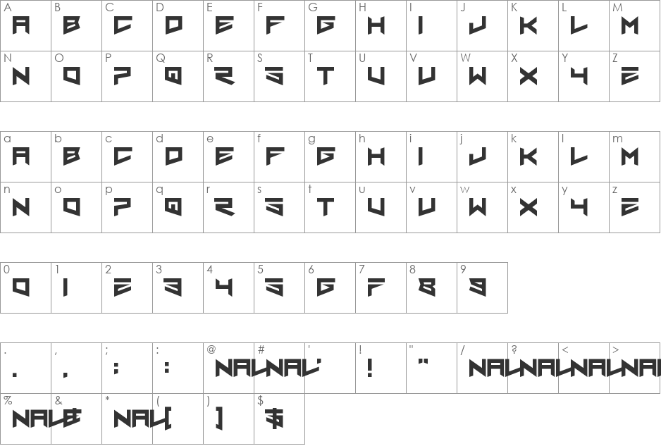Nero font character map preview