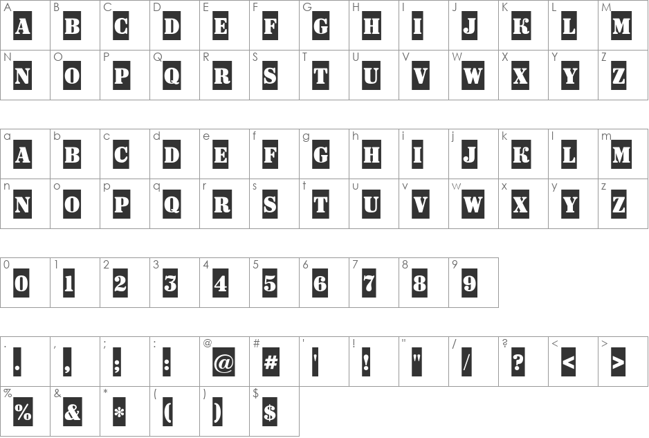 a_DodgerCm font character map preview