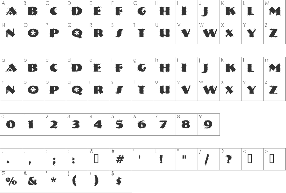 NervouzReich font character map preview