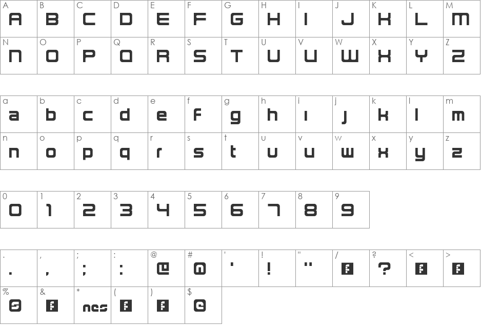 NES Lowercase font character map preview